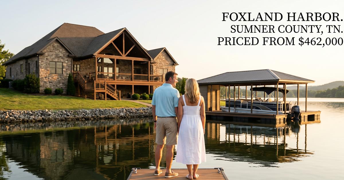 Foxland Harbor lifestyle homes and golf community streetscape in Gallatin TN 37066 Old Hickory Lake access
